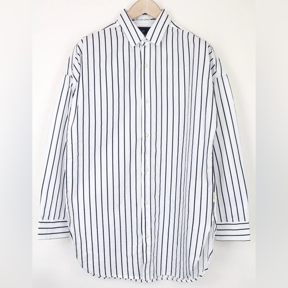 Polo Ralph Lauren White/Navy Striped Classic Bradford Shirt - Picture 1 of 7
